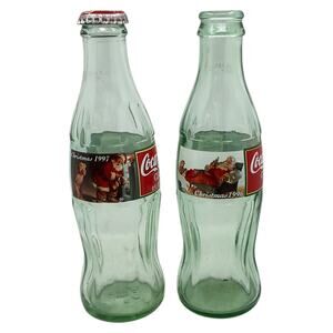 Coca Cola Classic 8oz Christmas Bottles 1996 and 1997 Santa Graphics